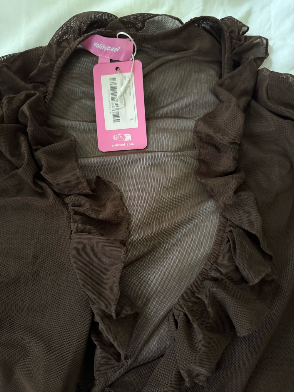 Edikted Brown Kids Jacket with Pink Tag